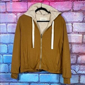 Velvet Hoodie M Brown Sherpa Zip-Up by Graham & Spencer Cozy Streetwear Jacket